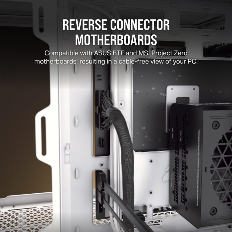 CORSAIR iCUE LINK 6500X RGB Mid-Tower ATX Dual Chamber PC Case – Panoramic Tempered Glass - Reverse Connection Motherboard Compatible -– 3x CORSAIR RX120 RGB Fans Included – White - Image 6