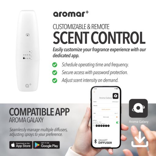 AROMAR Waterless Plug-in Aroma Diffuser – App-Controlled, Covers 1000 Sq.Ft – Featuring Miami, New York & Rome – Inspired by The Iconic Scents of Ritz Carlton, 1 Hotel & Santal – White - Image 7