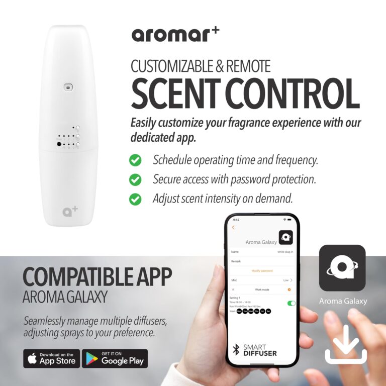 AROMAR Waterless Plug-in Aroma Diffuser – App-Controlled, Covers 1000 Sq.Ft – Featuring Miami, New York & Rome – Inspired by The Iconic Scents of Ritz Carlton, 1 Hotel & Santal – White - Image 7