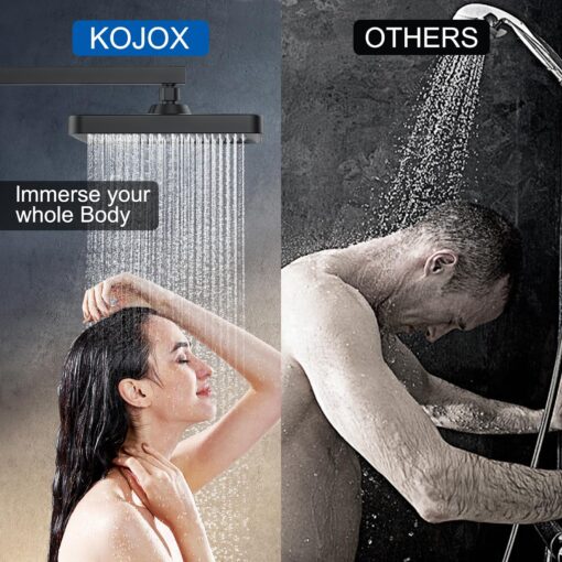 Thermostatic Shower System 13-Inch Rainfall Shower Head - 3 Setting Handheld Sprayer, Complete Bathroom Set with Faucet Mixer Trim Kit & Valve Matte Black - Image 4
