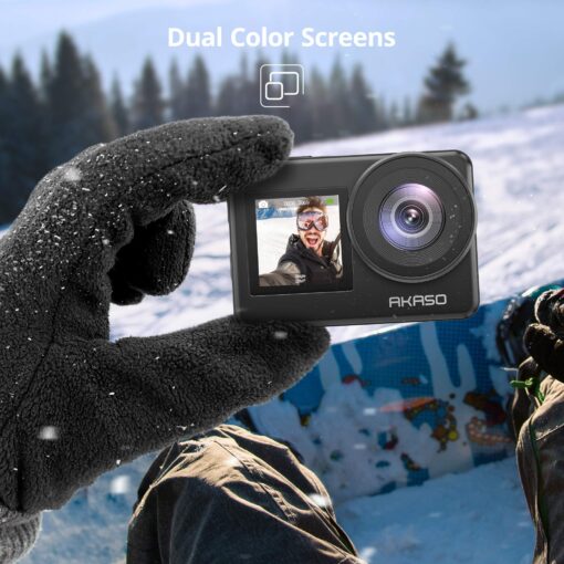 AKASO Brave 7 Action Camera 4K30FPS 20MP with 256GB U3 MicroSDXC Memory Card, Waterproof Camera with Touch Screen IPX8 33FT EIS 2.0 Zoom Support External Mic Voice Control with 2X 1350mAh Batteries - Image 5