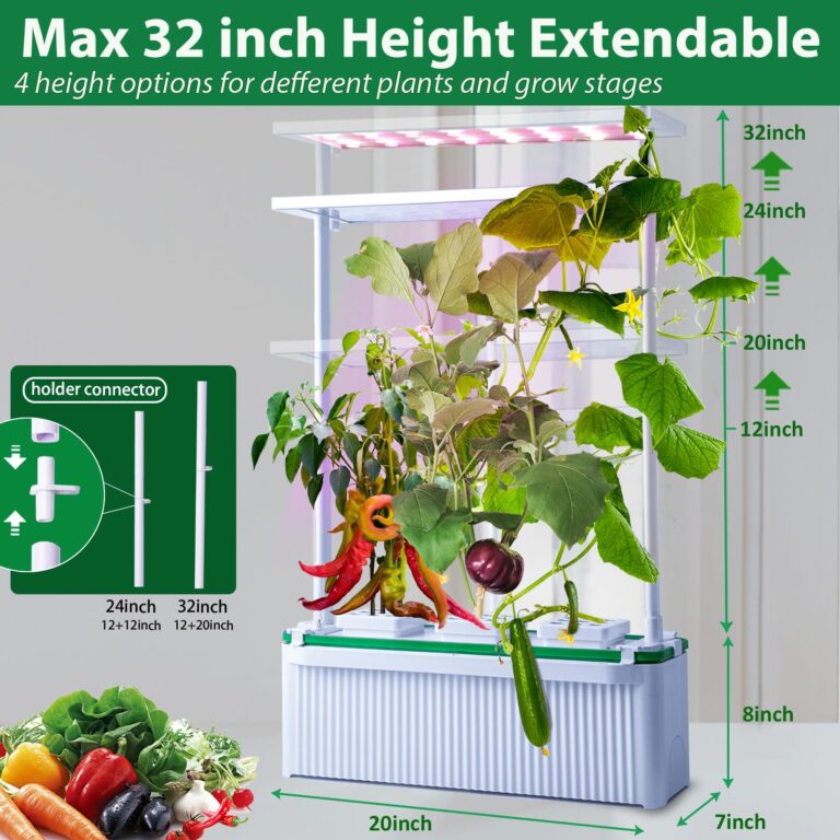 E SUPEREGROW Large Hydroponics Growing System kit with Trellis,Smart Indoor Hydroponic Gardening System with LED Grow Light, Indoor Hydroponic Grow Kit for Tomato,Pepper,Cucumbers(7L,Pump) - Image 8