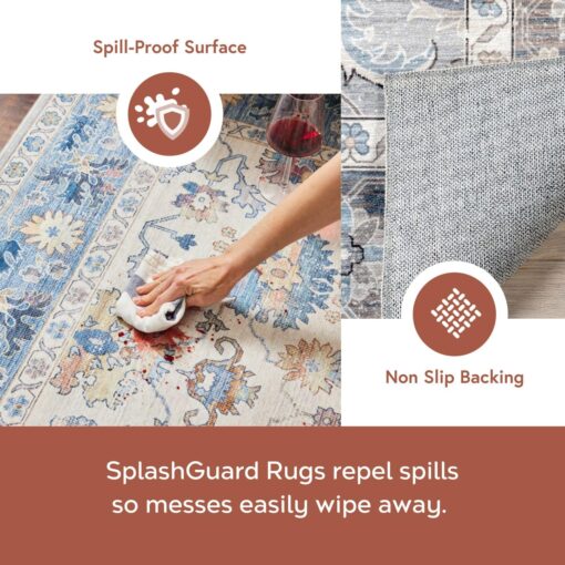 nuLOOM 9' x 12' Splashguard Machine Washable Area Rug with Waterproof Spill Proof Surface, Non Slip Backing and Stain Resistant for Living Room, Bedroom, Kitchen, Dining Room, Anise Ivory - Image 8