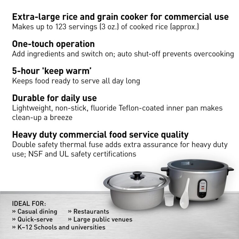 Panasonic Commercial Rice Cooker, Extra-Large Capacity 60-Cup (Cooked), 30-Cup (Uncooked) with One-Touch Operation and Durable Non-Stick Coated Pan - SR-GA541FH – Silver - Image 7