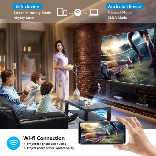 Native 1080P Projector with WiFi and Two-Way Bluetooth, Full HD Movie Projector for Outdoor Movies, 300" Display Projector 4k Home Theater, Compatible with iOS/Android/PC/XBox/PS4/TV Stick/HDMI/USB - Image 5