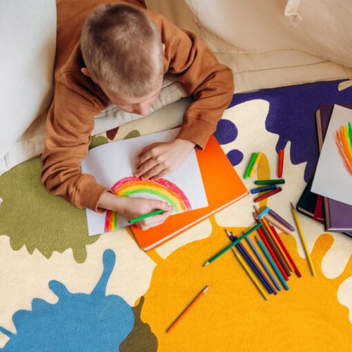 STARUIA Large Area Rug for Living Room, 8'x10' Rainbow Kids Rug for Classroom, Colorful Art Washable Rug for Bedroom, Non-Slip Ink Splotch Nursery Rug Soft Modern Living Room Carpet for Dorm School - Image 5