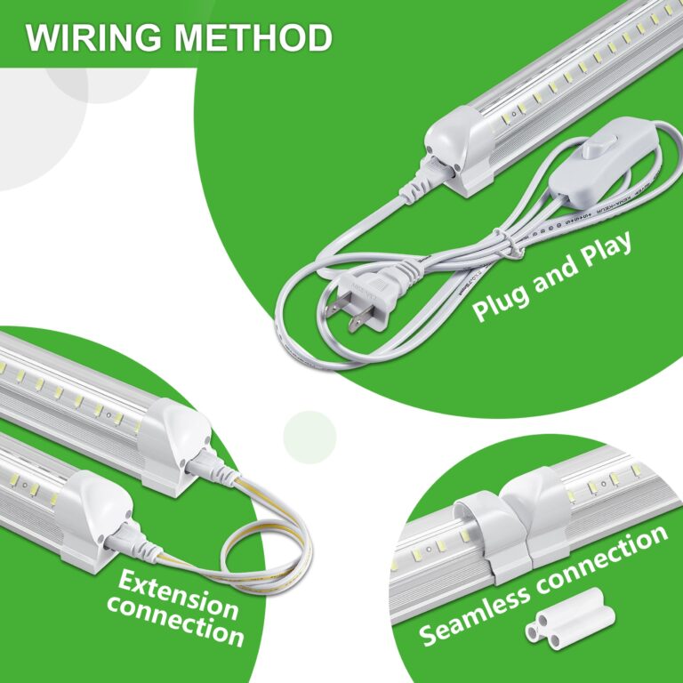 Skymoatled 4Pack 8FT LED Shop Light Garage Lights,100W 6000K 15000LM White Light,Hanging/Surface Mount,Plug and Play,Super Bright T8 Tube Light,Linkable LED Shop Lights for Warehouse Workshop Basement - Image 5