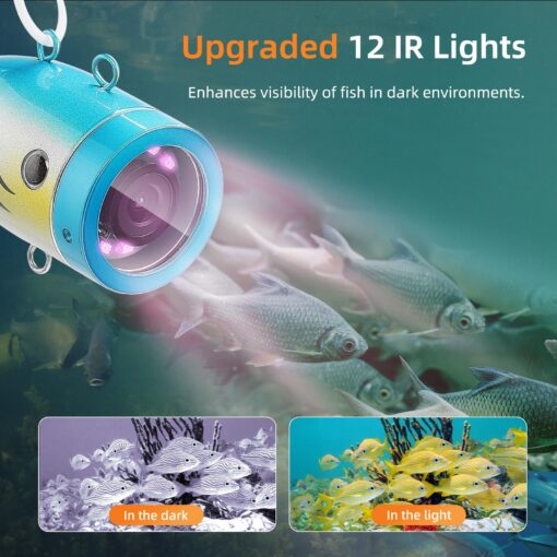 Eyoyo Portable Underwater Fishing Camera Waterproof 1000TVL Video Fish Finder 7 inch LCD Monitor 12pcs IR Infrared Lights for Ice Lake and Boat Fishing (50m Cable) - Image 6