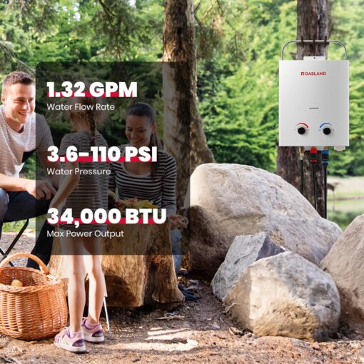 GASLAND 5L 1.32GPM Portable Propane Tankless Water Heater with 1.32GPM Water Pump and Pipe Strainer - Image 6