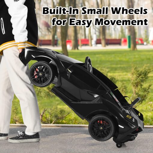 INFANS 12V Licensed Lamborghini Sian Kids Ride On Car with Parent Remote Control, Spring Suspension, MP3 Player, Electric Toy Roadster Carbon Fiber Textured for Toddler (Black) - Image 2