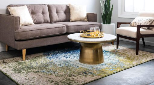 Unique Loom Estrella Collection Abstract, Modern, Light Colors, Distressed Area Rug, 8 ft x 11 ft, Blue/Beige - Image 9