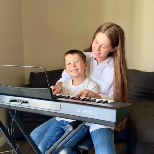Artesia 61-Key Portable Digital Piano Keyboard with Full-Size Semi-Weighted Keys, Beginners Bundle with Sustain Pedal, Music Rack and Free Melodics Piano Lessons - Image 2