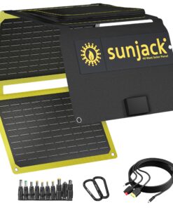 SunJack 40W Folding Portable Solar Panel Charger with Kickstands, IP67 Waterproof ETFE and DC/USB-A QC3.0 / USB-C PD30 for Cell Phone, Laptop, Power Station, Backpacking, Camping, Hiking, Emergency