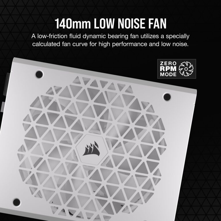 CORSAIR RM1000x Shift Fully Modular ATX Power Supply - 80 Plus Gold - ATX 3.0 - PCIe 5.0 - Zero RPM - Modular Side Interface - White - Image 4