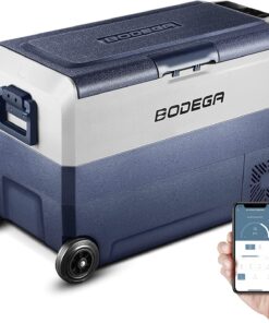 BODEGACOOLER 12 Volt Car Refrigerator,53 Quart Portable Freezer,Dual Zone Car Fridge APP Control,-4℉-68℉ RV Electric Compressor Cooler 12/24V DC 100-240V AC for Outdoor,Camping,Travel,Road Trip