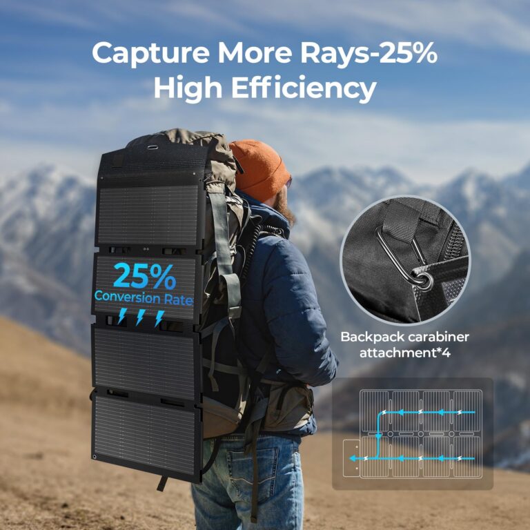 BougeRV 100 Watt Fiberglass Portable Solar Panel for JuiceGo 240Wh Power Station, Foldable Solar Cell Solar Charger with USB Outputs for Phones,Ultra-Fast Charging for Outdoor, Camping, Hiking - Image 5