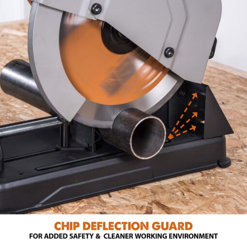 Evolution Power Tools R355CPS 14-Inch Chop Saw Multi Purpose, Multi-Material Cutting Cuts Metal, Plastic, Wood & More Miter Cut up to 45˚ Degrees TCT Blade Included - Image 3