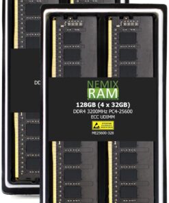 NEMIX RAM 128GB (4X32GB) DDR4 3200MHZ PC4-25600 2Rx8 1.2V CL22 288-PIN ECC Unbuffered UDIMM KIT Compatible with Dell PowerEdge R350 Rack Server