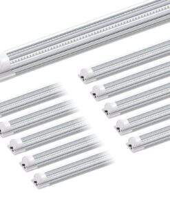 Barrina 8FT LED Shop Light, 100W 15000LM 6500K Super Bright White, Linkable T8 Shop Lighting LED V Shape Led Tube Lights, Ceiling Lights Fixtures for Garage, Workshop, ETL Listed, 10 Pack