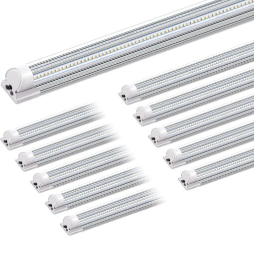 Barrina 8FT LED Shop Light, 100W 15000LM 6500K Super Bright White, Linkable T8 Shop Lighting LED V Shape Led Tube Lights, Ceiling Lights Fixtures for Garage, Workshop, ETL Listed, 10 Pack