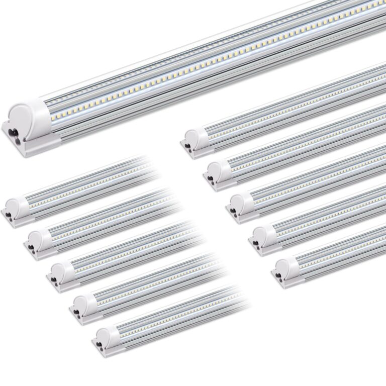 Barrina 8FT LED Shop Light, 100W 15000LM 6500K Super Bright White, Linkable T8 Shop Lighting LED V Shape Led Tube Lights, Ceiling Lights Fixtures for Garage, Workshop, ETL Listed, 10 Pack