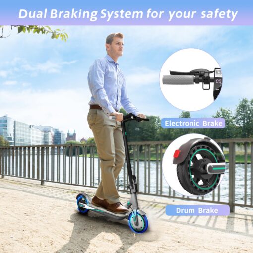 Electric Scooter for Adults, Up to 19 Mph, 19 Miles Range & 264 lbs Load, Aluminum Alloy E-Scooter with 350W Motor, Foldable Escooter with Dual Braking System and App Control (Blue) - Image 4