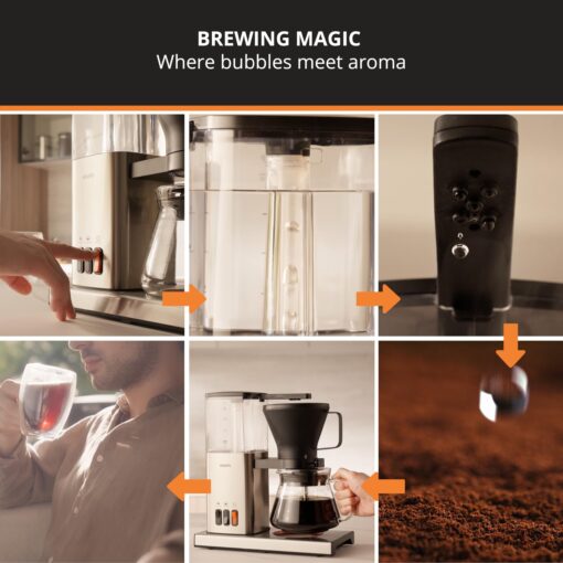 KRUPS Essential Brewer 8 Cup Drip Coffee Maker Machine SCA-Certified, Blooming Technology, Barista-Quality Precise Brewing, Stainless Steel Design and Aroma Tube, Easy to Clean Dishwasher Safe, Silver - Image 3