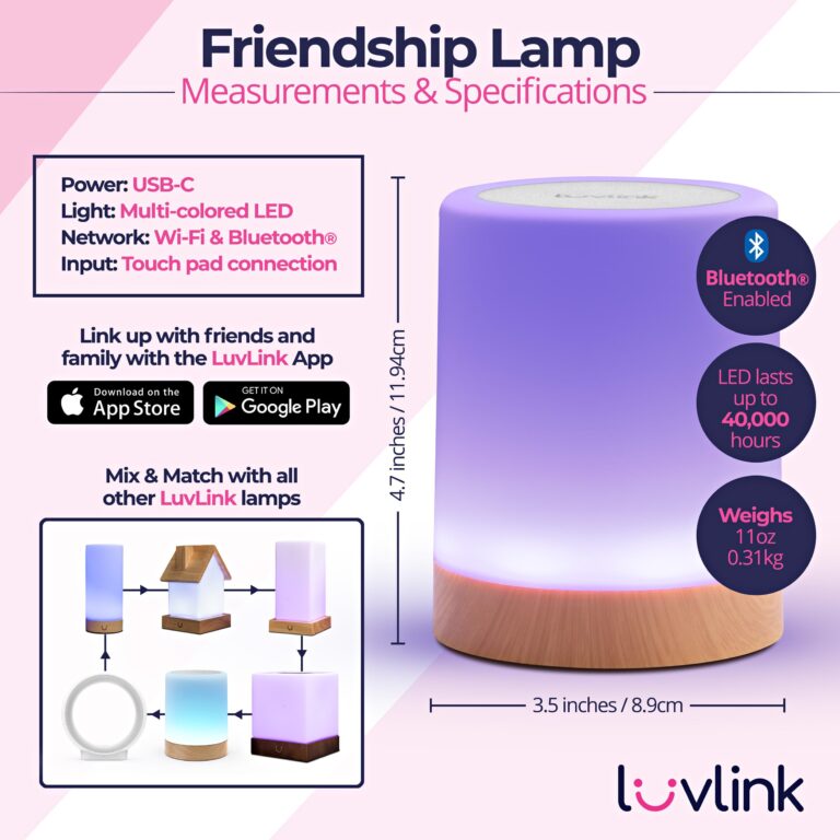 LuvLink Friendship Lamp v2.0 - Extended Wifi Range - Simple Bluetooth Setup (Set of Two) - Image 7