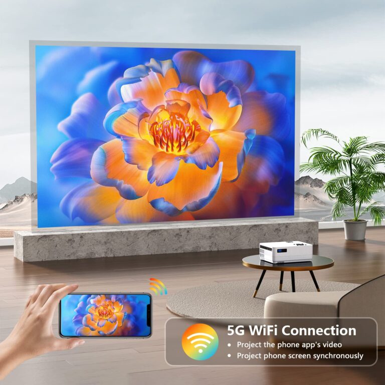 Roconia 5G WiFi Bluetooth Native 1080p Projector, 12000LM Full HD Movie Projector, 300" Display Support 4k Home Theater,Compatible with iOS/Android/XBox/PS4/TV Stick/HDMI/USB (White) - Image 5