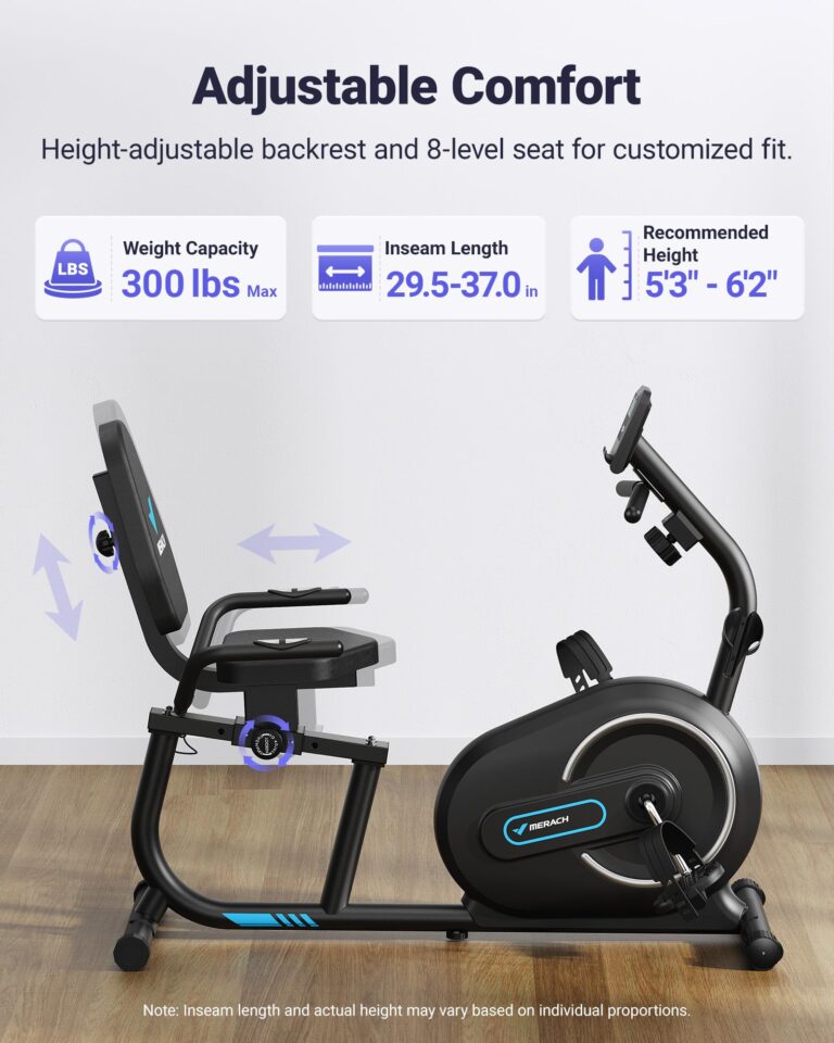 MERACH Recumbent Exercise Bike for Home with Smart Bluetooth and Exclusive App Connectivity, LCD, Heart Rate Handle, S08 Magnetic Recumbent Bikes, Black - Image 7