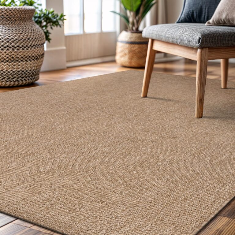 CAMILSON Easy Jute Rug 8x10, Indoor Outdoor Natural Color Fiber Area Rugs for Living Room Patio and Kitchen Rug, Solid Boho Woven Design, Easy-Cleaning, Washable Outside Carpet Alfombras (8 x 10) - Image 5