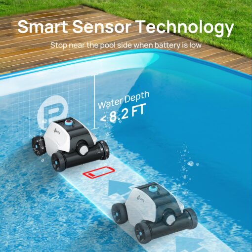 Cordless Robotic Pool Vacuum, Above Ground Pool Vacuum,Powerful Suction&130mins Running Time,6600mAh Battery, Ideal for Flat Above Pools Up to 1300 Sq.ft - Image 5