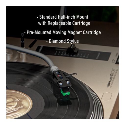 Crosley C100BT-CP Belt-Drive Bluetooth Turntable Record Player with Adjustable Counterweight, Champagne - Image 17