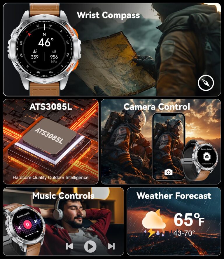 LIGE GPS Military Smart Watch for Men, LED Flashlight/Compass/45 Days Battery/IP68 Waterproof 1.43'' AMOLED Smartwatch, 100+ Sports Modes Fitness Smart Watch, Rugged Smart Watch for Android iOS - Image 2