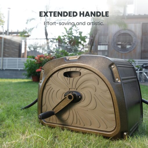 Giraffe Tools SW5 Metal Hose Reel Box, Heavy Duty Garden Hose Storage Reel Hideaway, Crank Handle, 150ft 5/8" Hose Capacity, Green - Image 2