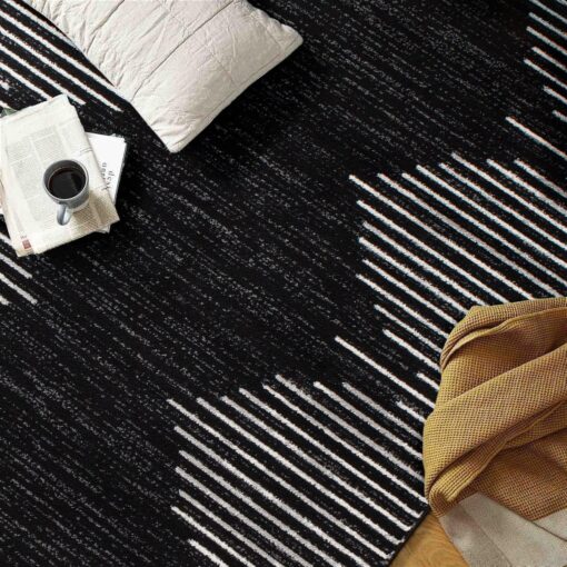 Rugshop Bohemian Stripe Stain Resistant High Traffic Living Room Kitchen Bedroom Dining Home Office Area Rug 8'x10' Black - Image 7
