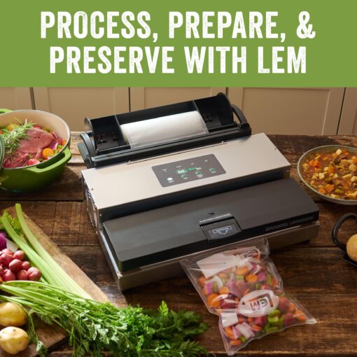 LEM Products MaxVac 500 Aluminum Vacuum Sealer with Removable Bag Holder and Cutter, Silver and Black - Image 4