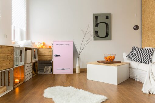 Frigidaire EFR376 Retro Bar Fridge Refrigerator with Side Bottle Opener, 3.2 cu. Ft, Pink/Coral - Image 4