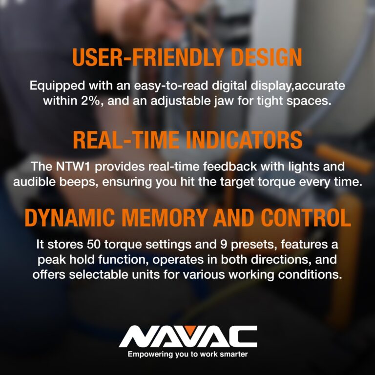 NAVAC NTW1 Digital Torque Wrench | Adjustable Jaw | Digital Readout | Torque Settings Memory | Dual Direction | Selectable Measuring Units | Indicator Lights and Sound | 1 Year Warranty - Image 5