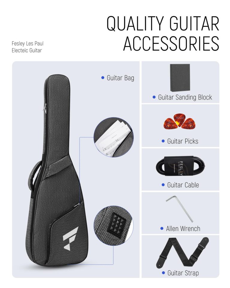 Fesley 39" LP Electric Guitar Kit:Full Size Solid Body Electric Guitars for Beginners with Humbucker Pickups,Poplar Body,Mahogany Neck,22 Frets,6 String Guitar with Gig Bag,Cable,FLP350,Matte,Sunburst - Image 4