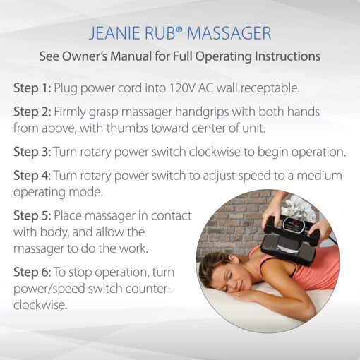 Core Products Jeanie Rub Massager Deluxe Package, Variable Speed Deep Tissue Relaxing Massage Tool with Fleece Pad Cover and Back Accessory - Image 3