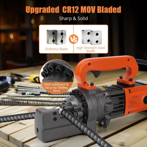 Electric Hydraulic Rebar Cutter Tool, 900W Cutting up to 5/8 Inch #5 4-16mm Rebar Steel,110V, with Blades & Easy Carry Stainless Box (900W RC-16) - Image 3