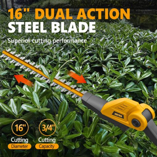 Alloyman Pole Saw 8-Inch Cordless and 16-Inch Pole Hedge Trimmer 2-in-1,with 2 Packs 4.0Ah Batteries & Charger,for Tree Trimming and Shrubs Pruning - Image 6