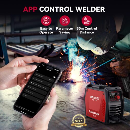 ARCCAPTAIN iControl ARC205 Pro Stick Welder, [APP Control] 205Amp ARC/Lift TIG Welding Machine, Large LED Display, IGBT Inverter 110V/220V MMA Welder with Hot Start, Arc force, and Anti-Stick - Image 8