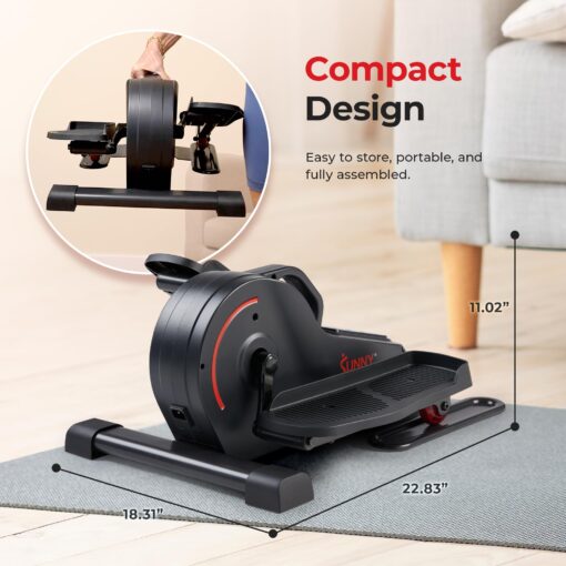 Sunny Health & Fitness Smart Electric Motorized Under Desk Elliptical Cardio Exerciser with Optional Exclusive SunnyFit® App Enhanced Bluetooth Connectivity – SF-E3959SMARTG - Image 2