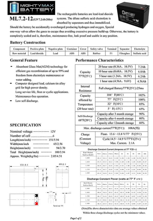 Mighty Max Battery ML7-12 - 12 Volt 7.2 AH SLA Battery - Pack of 10 - Image 3
