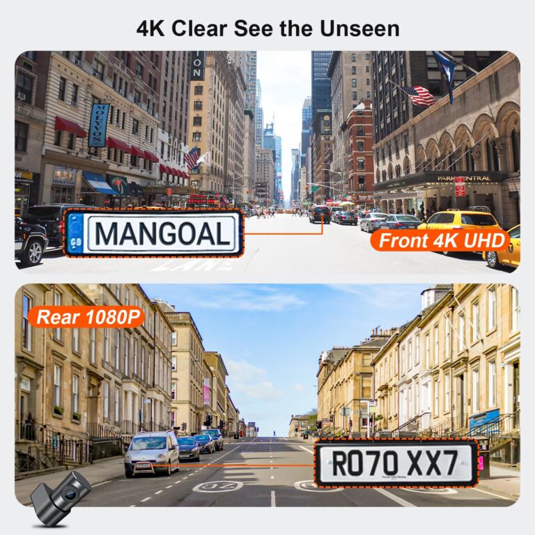 Mangoal 4K & Rear 1080P Dash Cam Custom Fit for Dodge RAM 1500/2500/3500 2019 2020 2021 2022 2023 2024 (Model D), Rebel Big Horn Laramie, UHD 2160P Video, OEM Look App & WiFi,128GB Card - Image 3