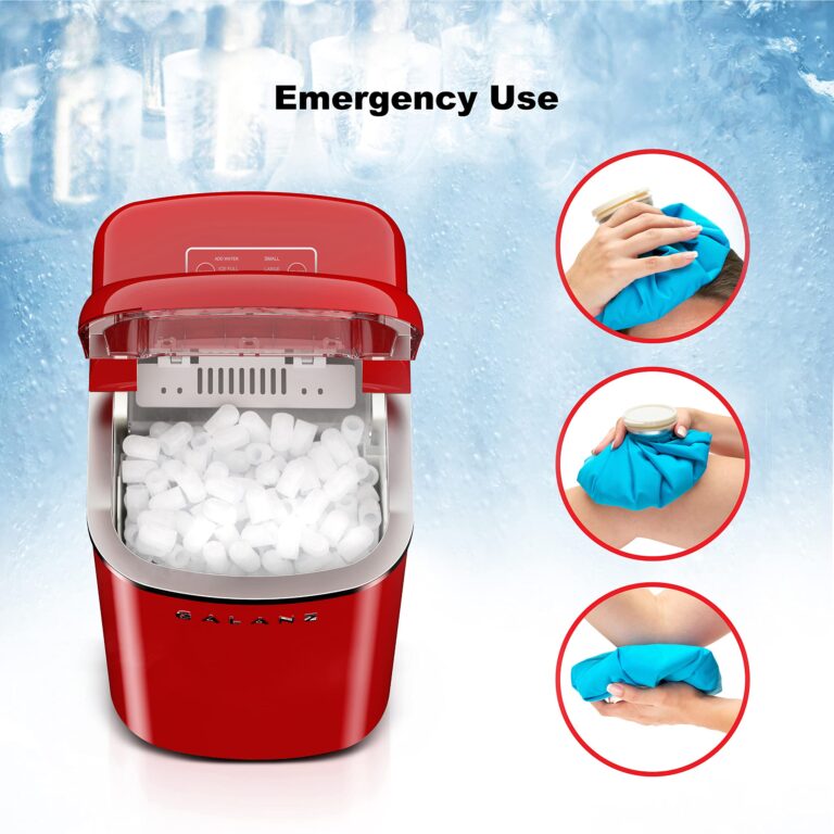 Galanz Portable Countertop Electric Ice Maker Machine, 26 lbs in 24 Hours, 9 Bullet Shaped Cubes Ready in 9 Minutes, 2 Ice Sizes, Perfect for Parties & Home Bar, 2.1 L, Retro Red - Image 4