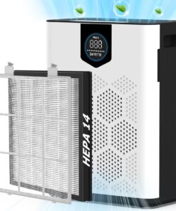 DAYETTE Air Purifiers for Home with H14 Hepa Filters, Air Purifiers for Home Large Room with Washable PreFilters Up to 3000 Ft², Double Air Intake, Air Quality Monitor, 22dB Sleep Mode for Bedroom