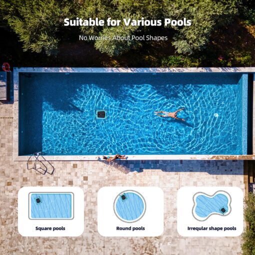 Solar Robotic Pool Skimmer Cleaner: SMONET Automatic Cordless Pool Skimmer for Above Ground Pool with Dual Charging Options Path Optimization, Two Speed Modes Saltwater Compatibility - Image 3